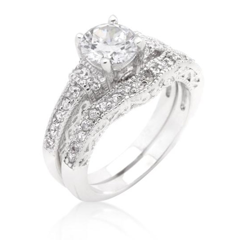 Art Deco Round Cut Bridal Set